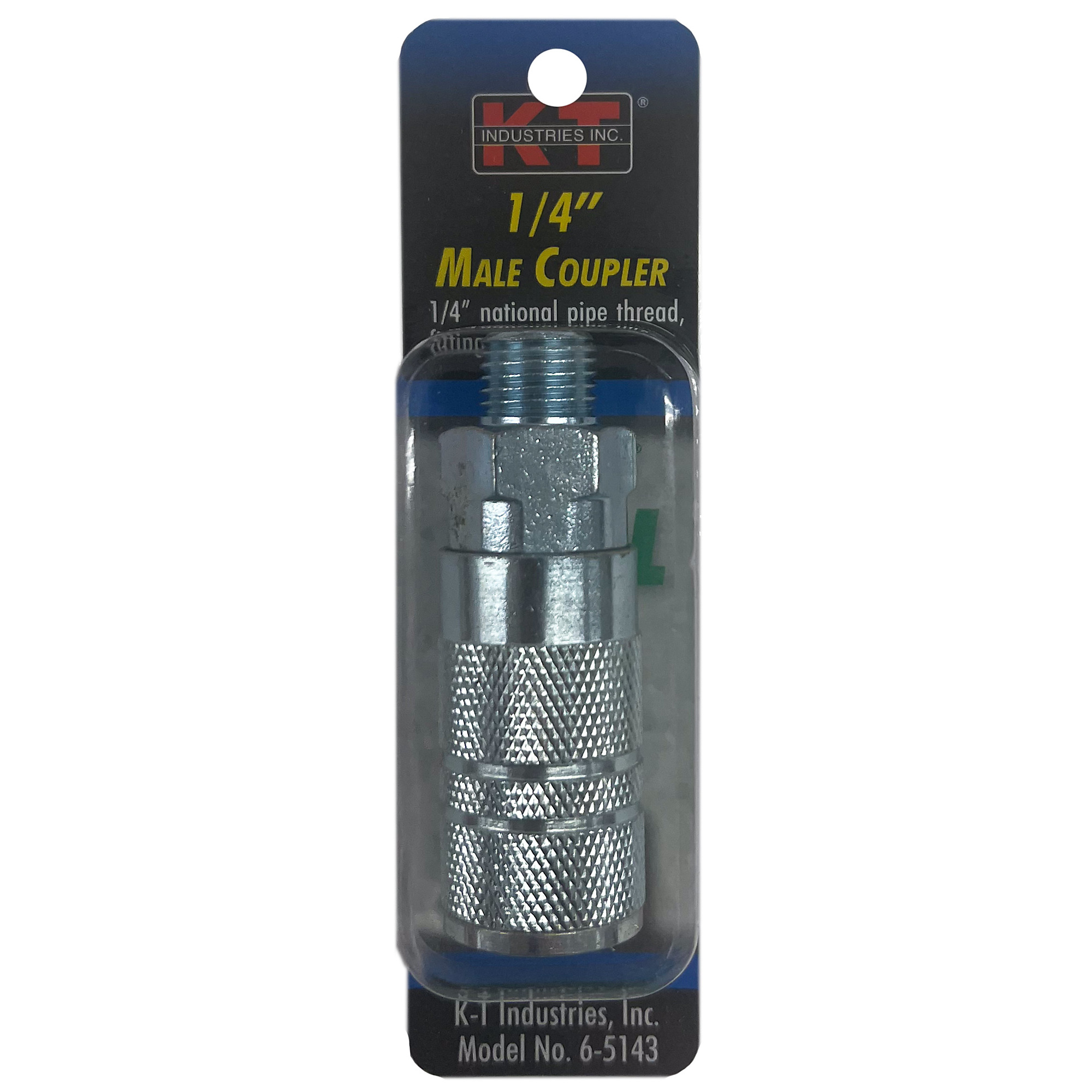 K-T Industries Lincoln-Style Coupler — 1/4in. Male NPT, Zinc Plated, Brass, Model# 6-5143